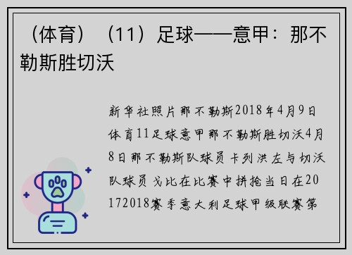 （体育）（11）足球——意甲：那不勒斯胜切沃